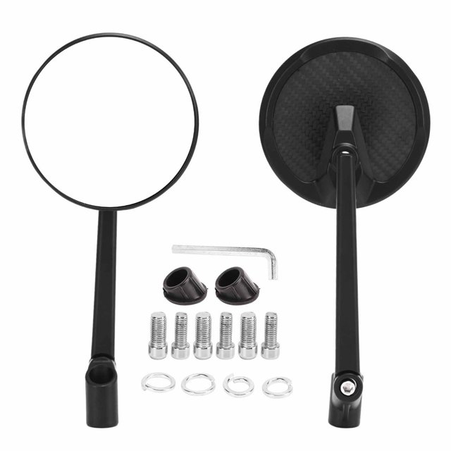 Espejos retrovisores para motocicleta Ticfox Reemplazo de visión clara redonda negra 8 mm 10 mm para Cruiser y Chopper VStar Virago Warrior