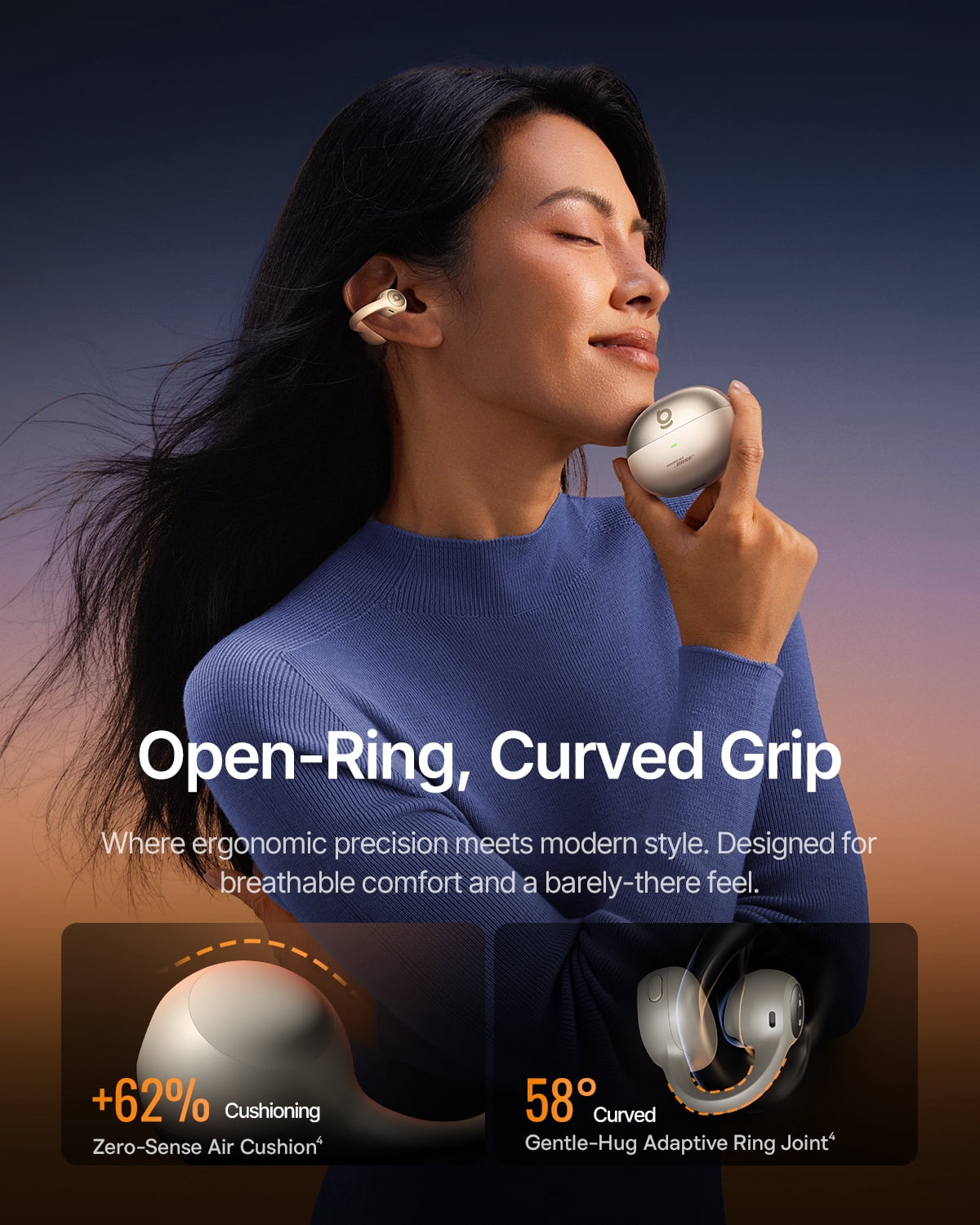 Baseus Inspire XC1 Open-Ear Clip Earbuds, Dolby Audio, IP66 Waterproof, 40H Battery Life for Running, Workouts & Clear Calls, Beige