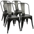 thumbnail image 2 of Lacoo Set of 4 Metal Dining Chair Indoor-Outdoor Use Stackable Classic Trattoria Chair Chic Dining Bistro Cafe Side Metal Chairs,Black, 2 of 6