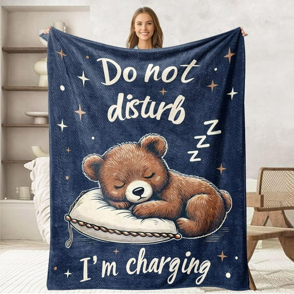 Kuscheln Bear Throw Blanket for Adult Kids, Bear Lovers Gifts Blanket Cute Animal Home Room Decor, Flannel Soft Blanket for Bed Couch