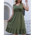 thumbnail image 2 of FOLUNSI Plus Size Summer Dress for Women Casual Sleeveless V neck Ruffled Swing Dresses with Pockets M-4XL, 2 of 5