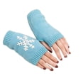 thumbnail image 1 of 1 Pair Knit Half Finger Glove Comfortable Winter Simple Knitting Craft Fingers Covers Hand Mittens with Snowflake Pattern, 1 of 6