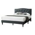 thumbnail image 6 of Queen Bed With Charcoal Burlap Upholstery, Headboard Elegant Nailhead Trim, No Box Spring For Bedroom Use Modern Size Bed, Sloped Headboard, Wooden Slats,, 6 of 6