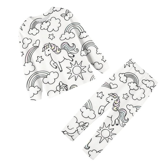 Coloring Pajamas Set for Kids Diy Hand Painted Homewear Set Long Sleeve 2 Piece Pajamas Set Kids Christmas Pajamas 7-8 Years