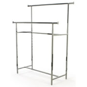 Displays2go Tiered Clothing Rack, Height-Adjustable Bars, Floor Levelers, Chrome (DBBARRK)