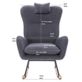 thumbnail image 2 of PORKISS Modern Rocking Chair, Upholstered Teddy Fabric Accent Chairs with High Backrest, Glider Rocker Comfortable Armchair with Padded Seat for Living Room Bedroom Playroom, Grey, 2 of 9
