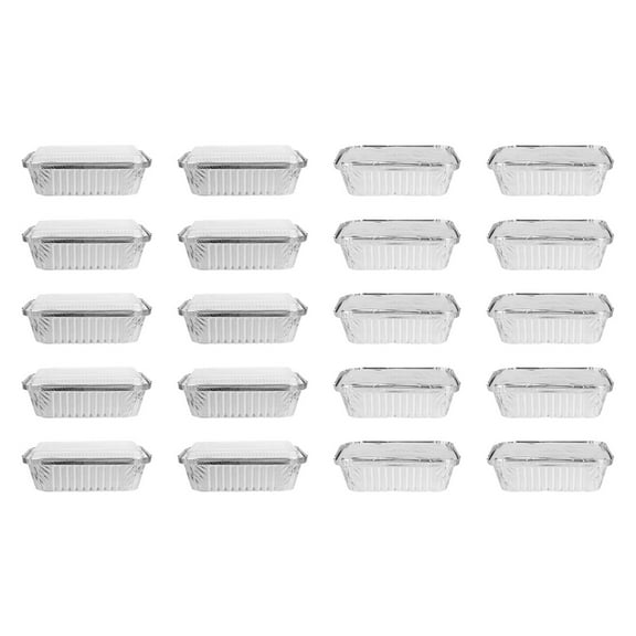 MEIBUTYUP Disposable Aluminum Foil Pans Silver for Storage with Lids 20Pcs