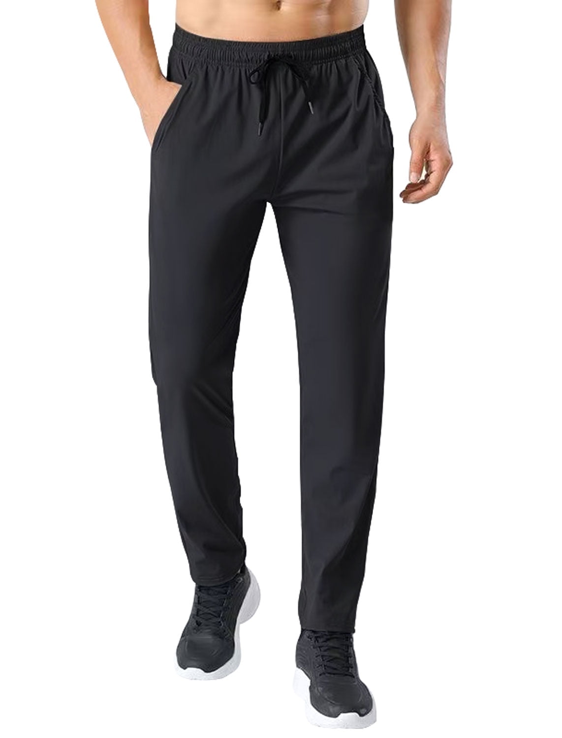 ASUDESIRE Men's Sweatpants Quick Drying Open Bottom Active Athletic Casual Pants Jogger Running Workout Gym Pants with Pockets