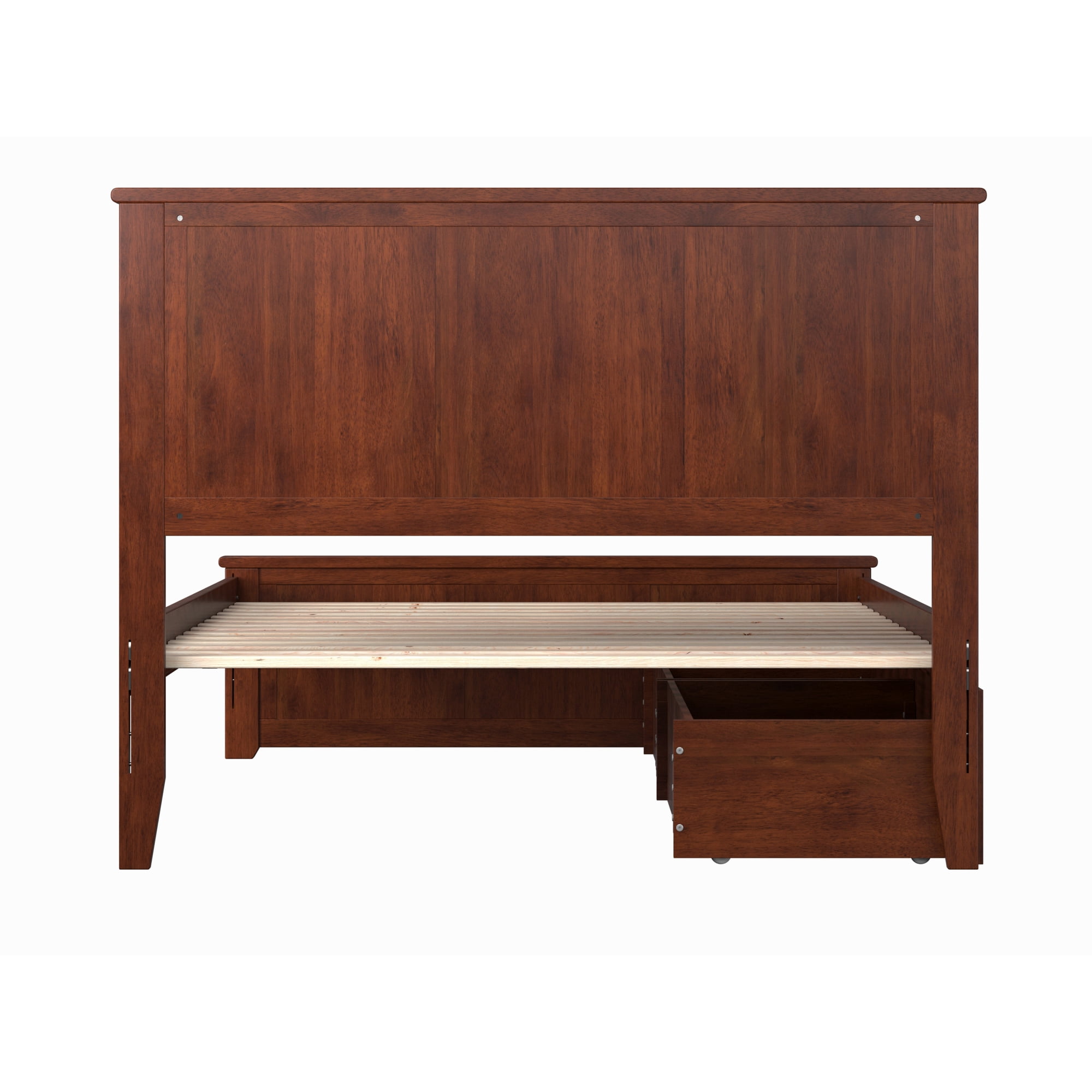 AFI Madison Full Wood Platform Bed with Matching Footboard & Storage Drawers, Walnut