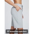 thumbnail image 3 of BALEAF Women's Cotton Bermuda Long Shorts 10" Knee Length Loose Plus Size Drawstring Waist Sweat Shorts with Pockets Casual Summer Light Gray Size XXXL, 3 of 6