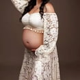 thumbnail image 5 of 2 in 1 Offs Shoulder Lace Maternity Dress for Photography Split Pregnancy Long Dresses Gown for Photo Baby Shower, 5 of 8