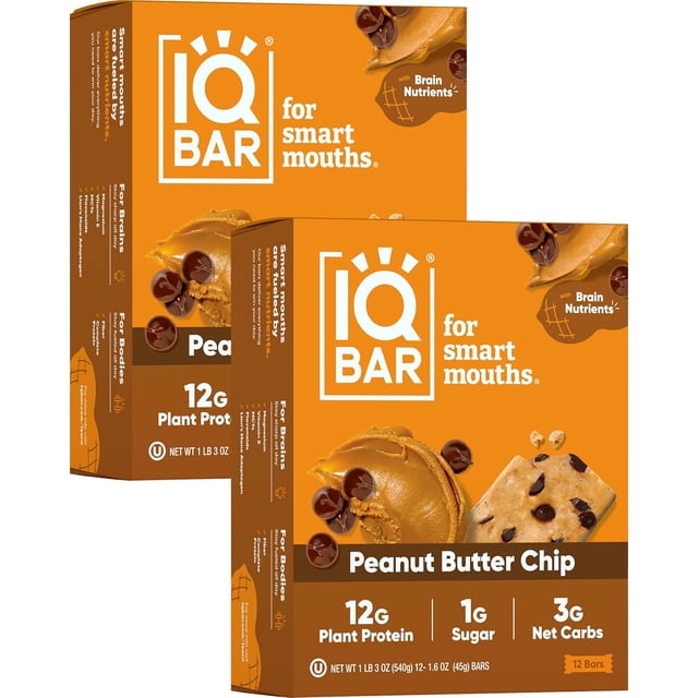 Brain and Body Plant Protein Bars - Lemon Blueberry - 12-Count Low Carb - Gluten Free, High Fiber, Vegan Snacks - Low Sugar Meal Replacement