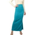 thumbnail image 4 of Ygbgbb Women's High Waisted Mermaid Maxi Skirt Stretchy Bodycon Flared Long Skirt Solid Color Ruched Skirt for Casual Party & Evening & Formal Occasions Light Blue XL, 4 of 6