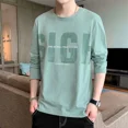 thumbnail image 4 of Camiseta holgada con cuello redondo y estampado gráfico para hombre, 100 % algodón, manga larga, tendencia de moda 2024, jersey de lujo, 4 of 5