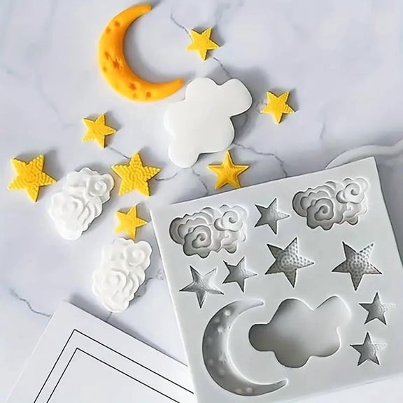 Creative Moon & Star & Cloud Shaped Silicone Mold, 1 Count DIY Baking Mold, Baking Decoration Mold for Cake & Cookie & Chocolate