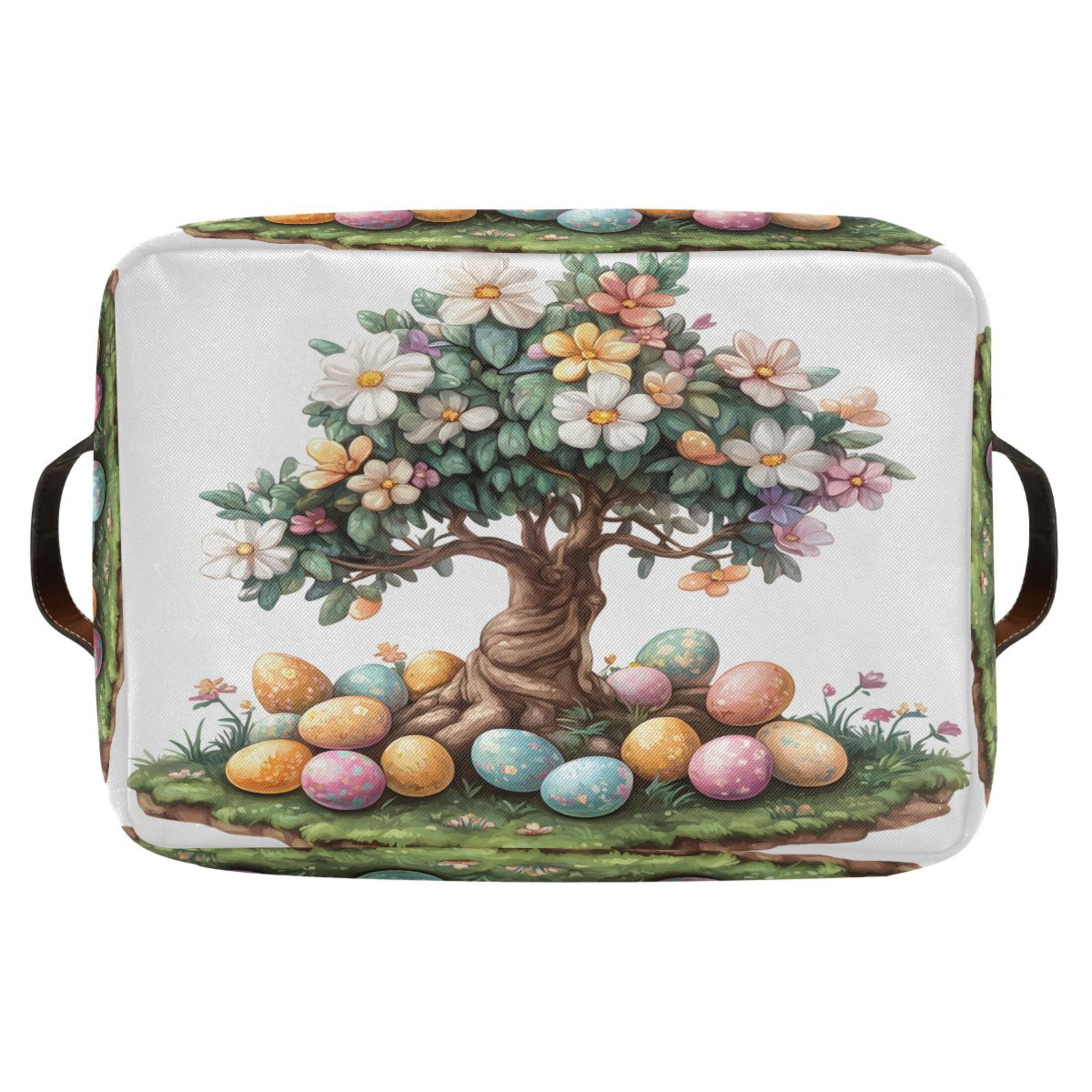 Ryvnso Easter Tree Storage Basket Large Bin Foldable Boxes Toys Organizer 14.2x10.2x8.3in 2 PCs