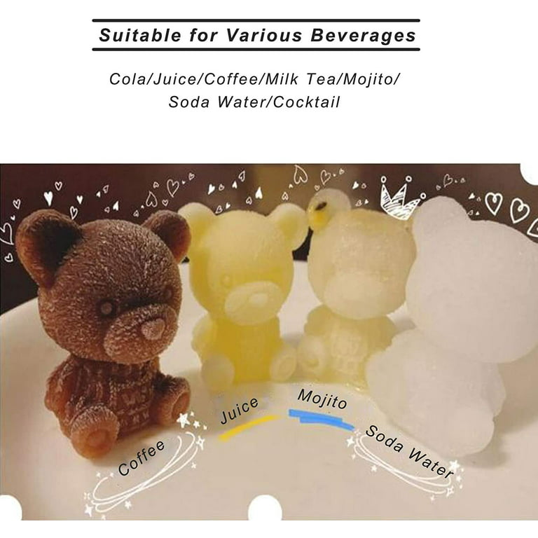 3d Cute Bear Shape Ice Cube Molds, Ice Cube Mold Silicone Cute
