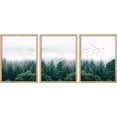thumbnail image 3 of PixonSign Framed Canvas Print Wall Art Set - Misty Sky Emerald Forest Art - Set of 3 Nature Wilderness Landscape Print Artwork Modern Art Rustic Home Wall Décor -12"x16"x3 Panels Natural, 3 of 5