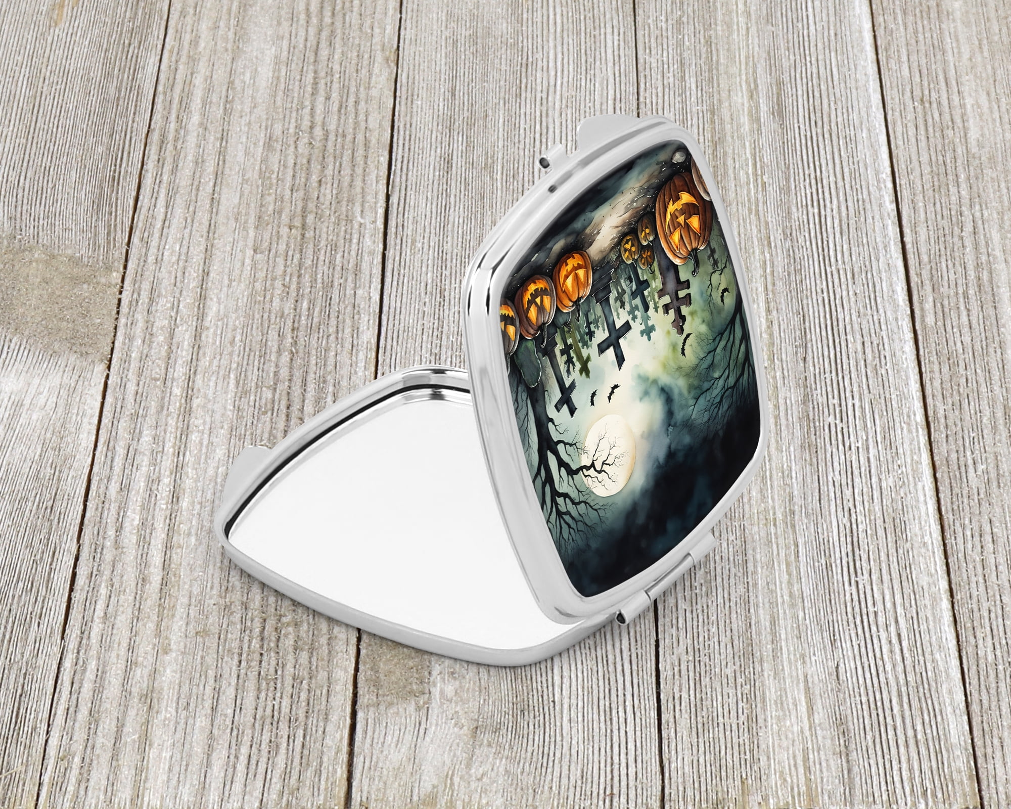 Graveyard Spooky Halloween Compact Mirror 2.75 in x 3 in