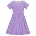 thumbnail image 3 of FAIWAD Girls Summer Short Sleeve Dress Casual Flowy Tiered A Line Sundress Kids Basic Skater Twirl Party Daily Dresses 4-14Y, 3 of 9