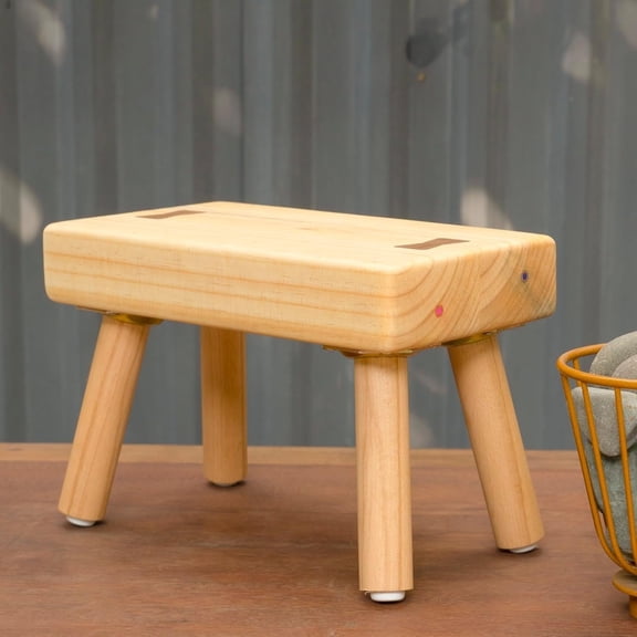 Wooden Step Stool Chair – Self-Assembly Accent Stool for Bedroom Living Room Office, Natural Wood Finish