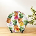 thumbnail image 6 of Daiia Hawaiian Pineappl Printed Pattern Ceramic Plate Dinner Plates Bone China Decorative Plates with Display Stand Art Ceramic Ornaments for Wall Hanging Decoration-7in, 6 of 6