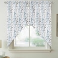 thumbnail image 2 of Light Blue Grey Botanical Swag Valances for Windows, Kitchen Window Curtains Over Sink, Spring Floral Summer Farmhouse Window Treatment Curtains for Living Room/Bedroom Curtains 2 Panel Sets 36"x45", 2 of 8