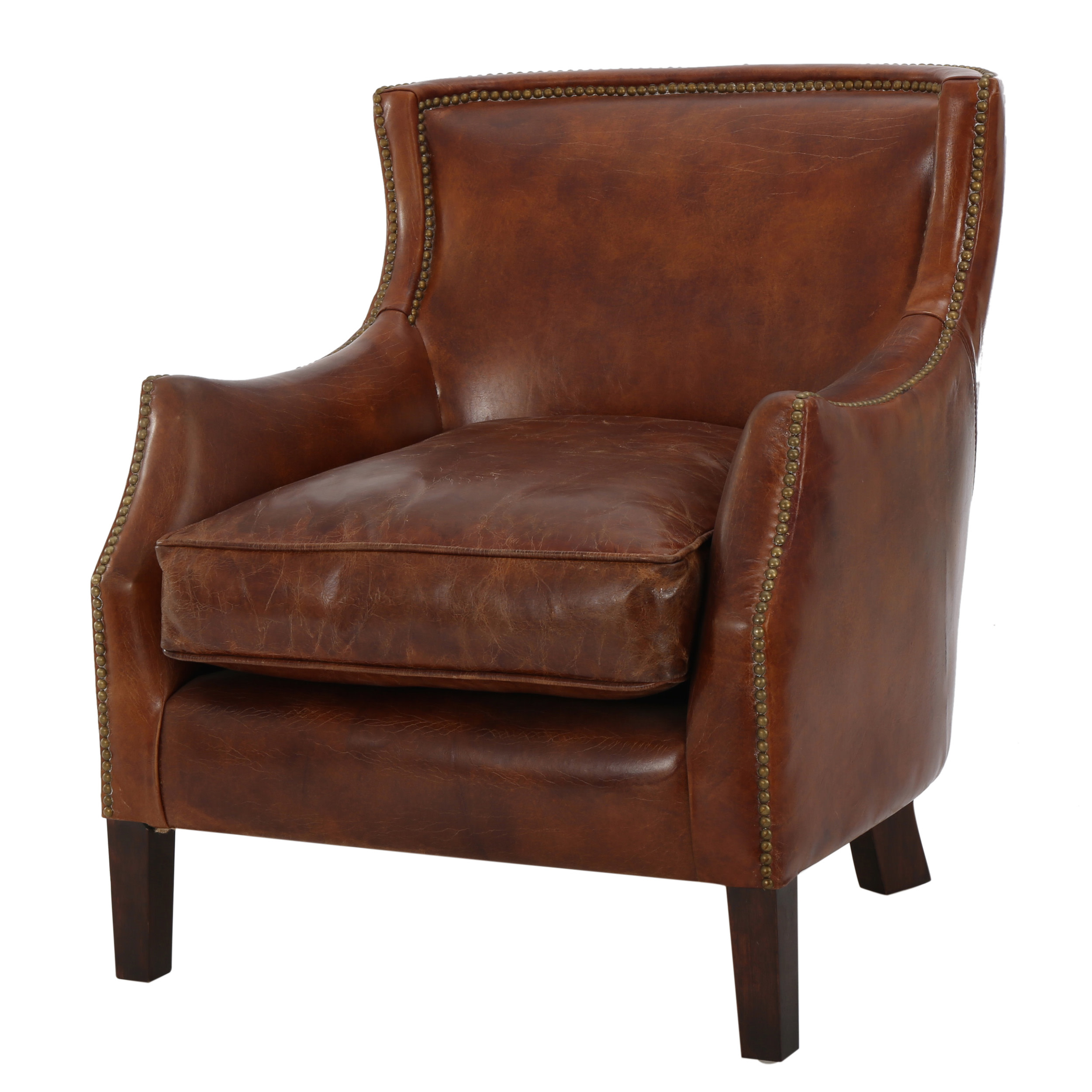 small brown leather club chair