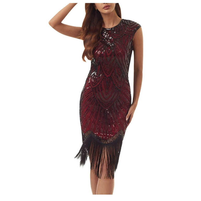Women Sequin Fringe Tassel Evening Gowns V Neck Dress Sleeveless Suspenders  Dress Party Prom Cocktail Homecoming Concert Dress - Walmart.com