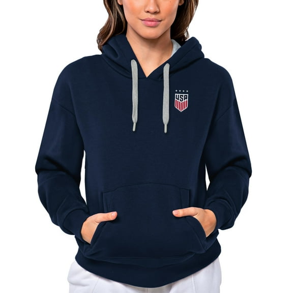 Women's Antigua Charcoal USWNT Victory Pullover Hoodie