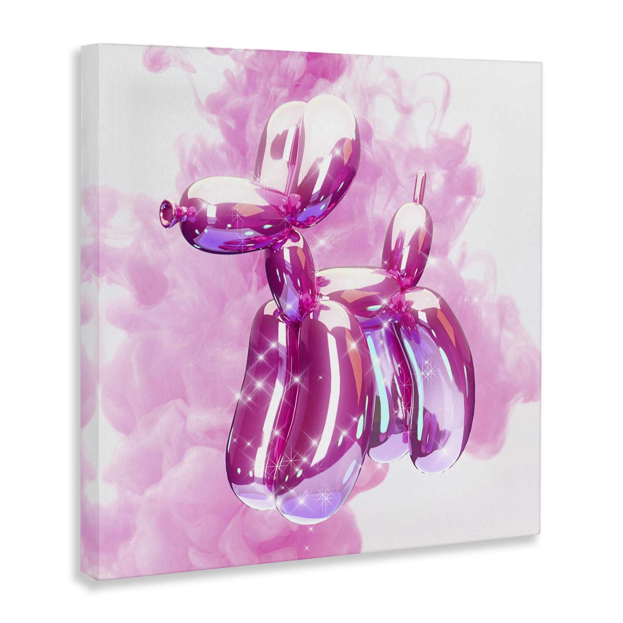 Stupell Industries Pink Glam Balloon Dog Abstract Painting Wrapped Canvas Art Print Wall Art, 17 x 17