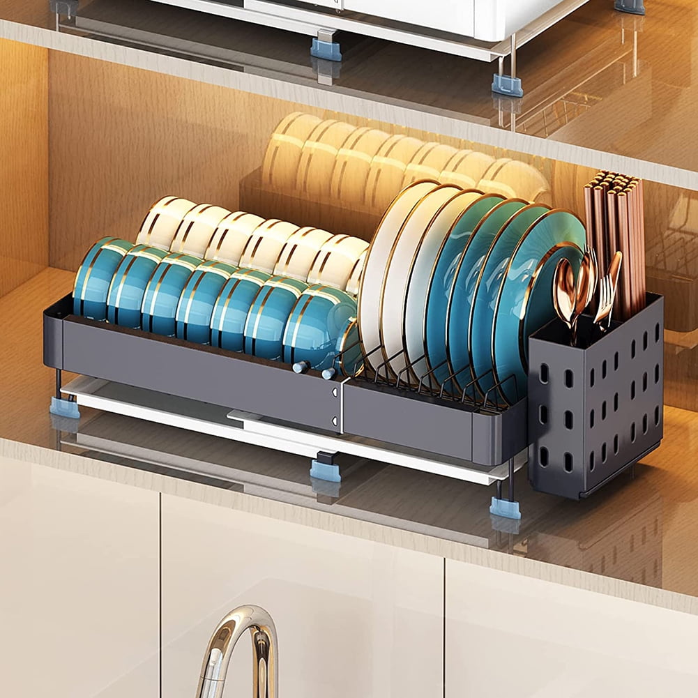 Kadyn Dish Drying Rack, Extendable (13.4” to 19.3”) Dish Drainers for Kitchen, Sink Drying Rack with Drying Board, Black Kadyn Dish Drying Rack, Extendable (13.4” to 19.3”) Dish Drainers for Kitchen, Sink Drying Rack with Drying Board, Black