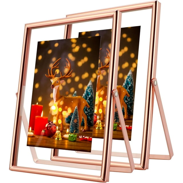 Gold Floating Frame &#;x Vertical Set For Picture x x x Tabletop Shelf Photo Frame Classy For Wedding Birthday Anniversary Home or Office Decor