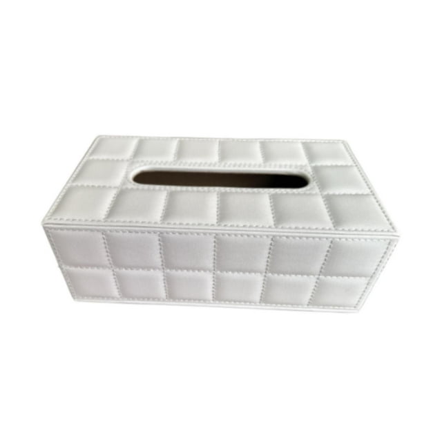 Funda para caja de pañuelos de piel sintética, soporte para servilletas de papel para el hogar, restaurante y baño. blanco