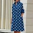 thumbnail image 2 of Women Plus Size Button Down Shirt Dress Graphic Casual Fashion Long Sleeve Pocket Collar Knee Length Loose Dress (L, Blue), 2 of 5