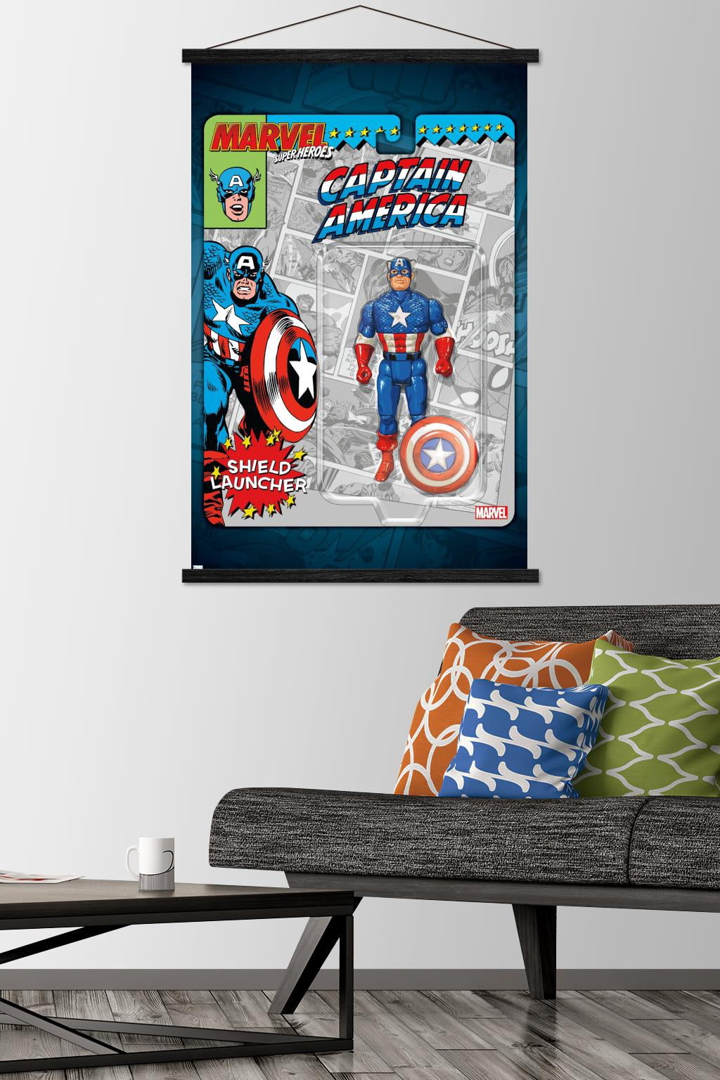 Marvel Toy Vault - Captain America Wall Poster with Magnetic Frame, 22.375" x 34"