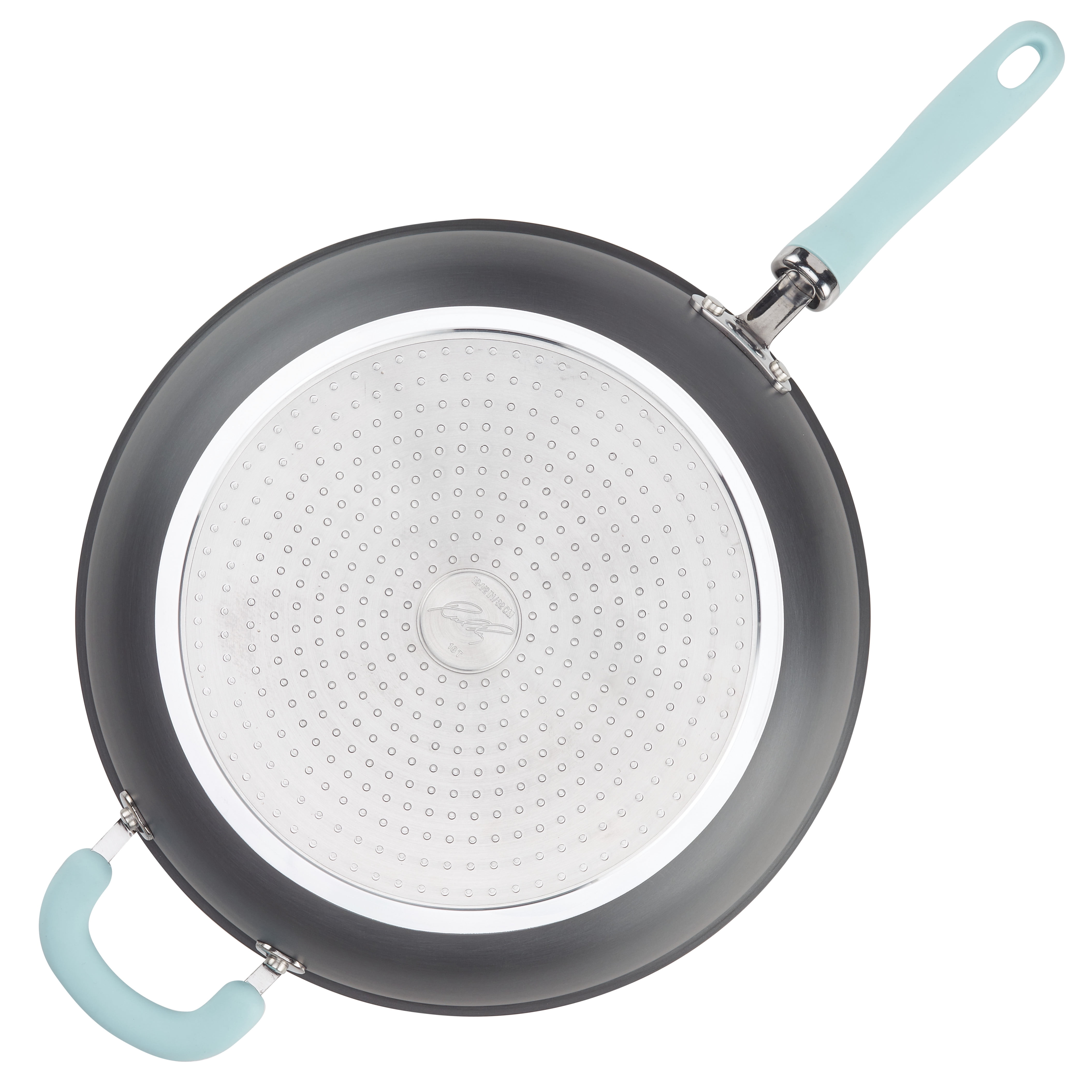 Rachael Ray Create Delicious 12.5" Nonstick Deep Frying Pan, Light Blue Handle