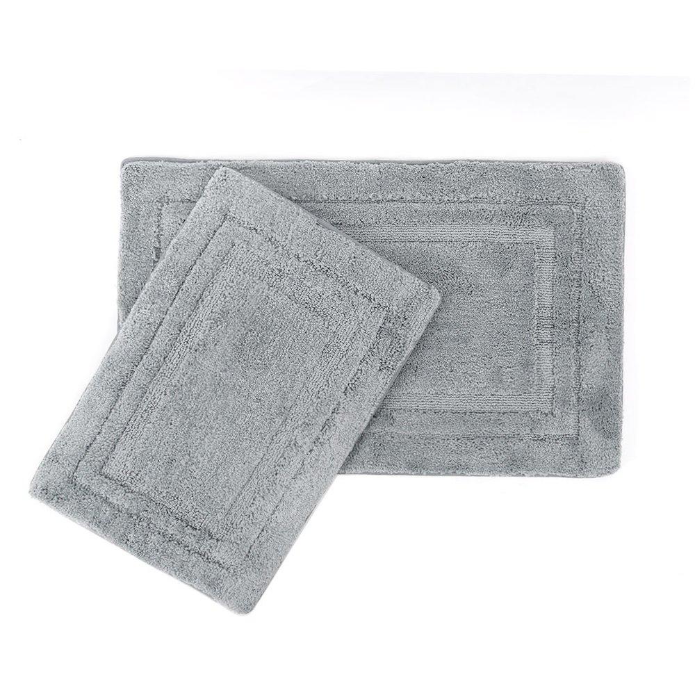 PiccoCasa 2Piece Bathroom Memory Cotton, Nonslip Bath Rug Set, Gray