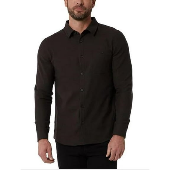 32 Degrees Men's Lightweight Button-Up Shirt � Stretch Fabric - Long Sleeves - Regular Fit - Casual or Formal Styling (Brown, XL)