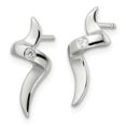 thumbnail image 2 of Sterling Silver CZ Ribbon Post Earrings, 2 of 3