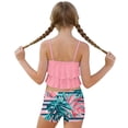 thumbnail image 5 of Girls Ruffled Tankini Swimsuit Set with Boyshort Shorts, Tropical Monstera Leaf Print Bathing Suit 6-15 Years,Size 12-13 T, 5 of 7