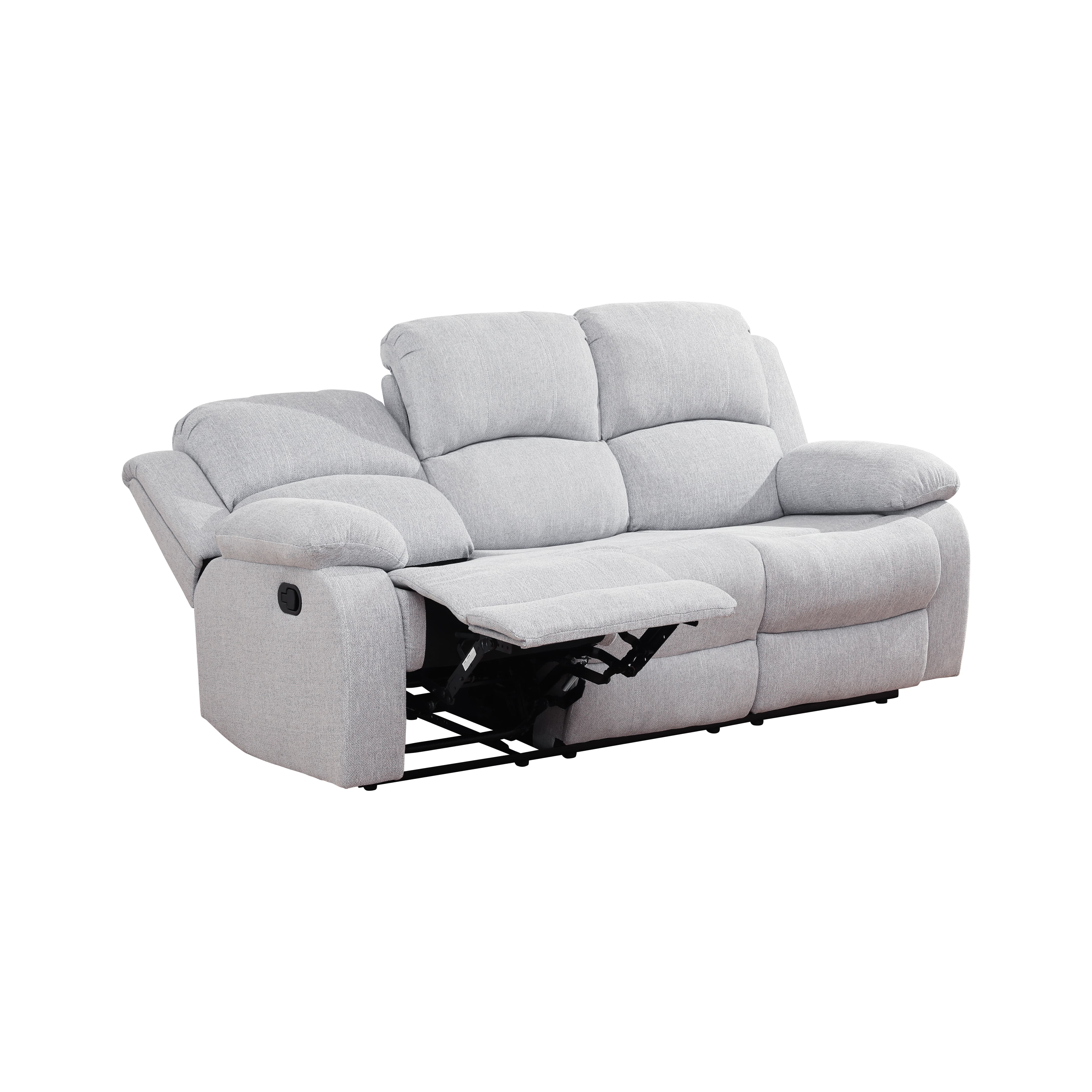 MAYEERTY Reclining Sofa, 3-Seat Wear-Resistant Breathable Fabric Recliner with Reversible Coffee Table for Living Room, Grey
