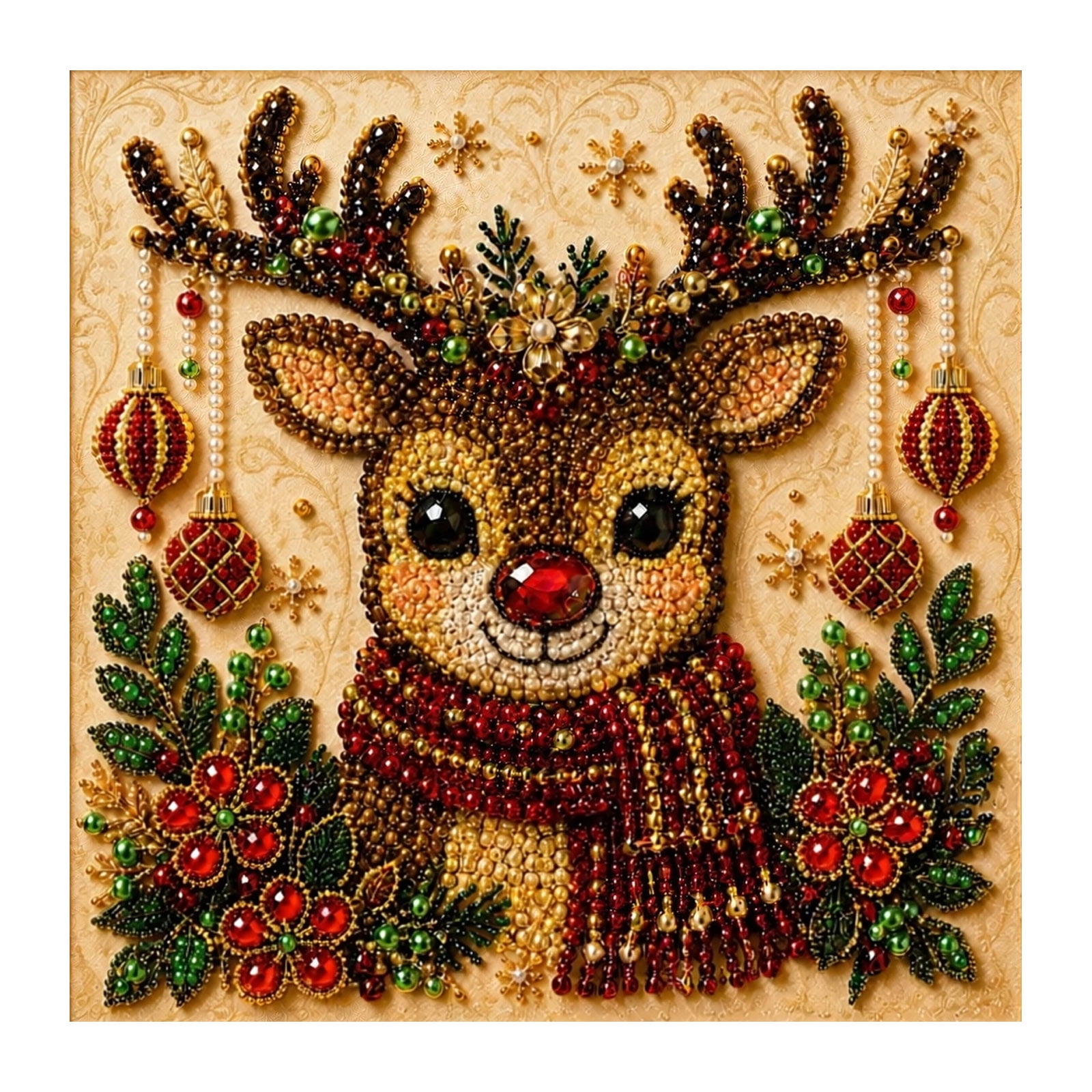 Christmas 2D DIY Diamond Painting Kit 11.8 inch Square Full Drill Crystal Art Set Holiday Wall Decor Craft Supplies for Home Festival Ornament A275