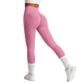 thumbnail image 2 of Women's Second-Skin Feel Sculpting Leggings, Butt Lifting Workout Pants, Side Pocket Yoga Tights, Running Cycling Fitness Pants, Seamless Textured Compression Wear Pink, 2 of 5