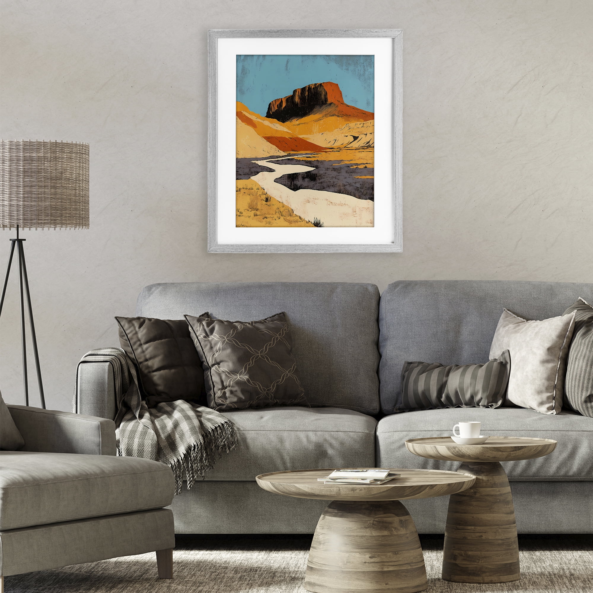 Stupell Industries Vintage Canyon Pass Gray Framed Print Under Glass, design by Walker Noble