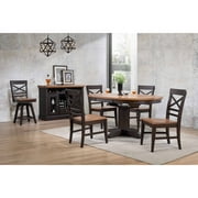 ECI Furniture Choices X Back with Acacia Finished Seat, Black Oak, Side Chair (Set Of 2)