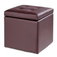 thumbnail image 1 of Gymax Storage Box Ottoman Square Seat Foot Stool Chair Cube Hinge Top Brown, 1 of 10
