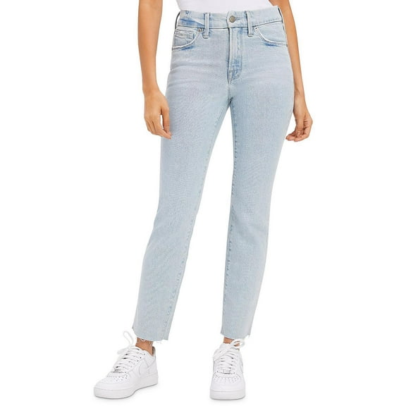 Good American Womens Raw Hem High Rise Cigarette Jeans
