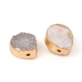 thumbnail image 3 of Natural Druzy Agate Top Drilled Beads Edge Brass Golden Plated Teardrop 15x13x5-6mm Hole: 0.6mm, 3 of 3