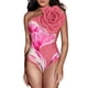 thumbnail image 1 of Gibobby Trajes de Baño para Mujer Traje de baño de 1 pieza para mujer+1 pieza para cubrir traje de baño de dos piezas con estampado vintage Monokini Biki(Rosa,CH), 1 of 5